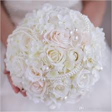 This bouquet tutorial is shows how to stay in budget and make simple flower arrangements by utilizing large flowers in bright colors. 2017 Pearls Wedding Bouquet Handmade Bridal Holding Flowers Artifical Hydrangea Rose Bride Bridesmaid Bouquet Custom Ivory White Pink Wedding Centerpieces Witho Wedding Flowers Bridal Bouquets Flower Bouquet Wedding Rose Bridal Bouquet