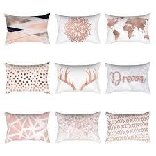 Rose Gold Pink Cushion Cover Square Pillowcase Cotton Linen Sofa Bed Throw Pillow Cases Home Decoration 30cm X 50cm 1048 Cushion Cover Aliexpress
