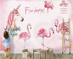 After unicorn wallpaper and unicorn dolls, you can select unicorn bed cover and pillow covers. Beibehang Mural Nordic Pink Flamingo Unicorn Wall Mural Bedroom Background Children S Room Decorations Wallpaper 3d On The Wall Wallpapers Aliexpress