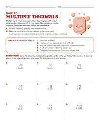 how to multiply decimals worksheet education com