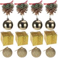 Oulii 16pcs Mini Glitter Balls Pinecones Gift Boxes Christmas Tree Ornaments Hanging Dec Christmas Decorations Ornaments Christmas Tree Ornaments Hanging Decor