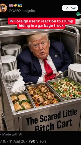 POV: Trump escaping Air Force One in a catering truck 🇺🇸 🛫 It's just  like Taylor Swift's cleaning cart 🤣 #trump #airforceone #iran #donaldtrump  #explorepage