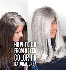 How To Go From Boxed Color To Natural Grey Check The Link Below Gray Hair Highlights Blending Gray Hair Grey Hair Dye