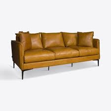 America luxury contemporary modern urban designer living room lounge club lobby sofa faux vinyl leather metal steel tan brown. Tan Leather Sofa For Sale At Pamono