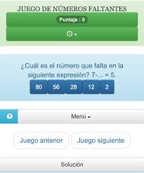 Juega a los mejores juegos de matemáticas online: Encuentra El Numero Que Falta Juego De Calculo Online Solumaths
