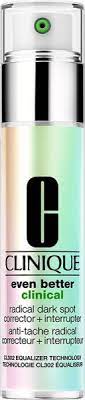 At the same time, glycolic acid exfoliates dead skin cells and clears your pores to reveal a clearer, more refreshed, and even skin tone. Clinique Even Better Clinical Radical Dark Spot Corrector Interrupt