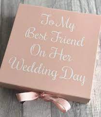 Best Friend Wedding Day Gift Box Ribbon Tie Script Lettering Etsy In 2021 Best Friend Wedding Gifts Wedding Gifts For Friends Wedding Night Gift