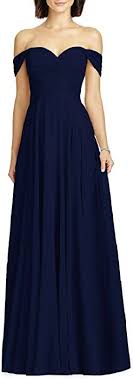 Bridesmaids Dress Oyisha Womens Off Shoulder Chiffon Bridesmaid Long Evening Dress Formal Bd131 Navy Blue 4 At A A Line Gown Chiffon Gown Evening Party Gowns