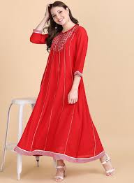 Lakshita Red Georgette Straight Kurti