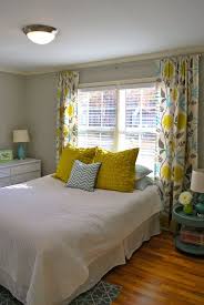 Liv Kinda Like This For My Bedroom But Different Colors Yellow Gray And Teal Love The Bed Positioning And Curt Fresh Bedroom Home Bedroom Yellow Bedroom