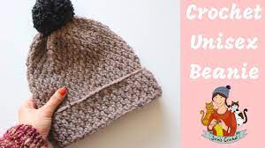 Easy Crochet Unisex Beanie Hat Youtube Easy Crochet Crochet Crochet Stitches For Beginners