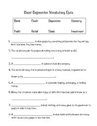 Well, what do you know? Great Depression Quiz Worksheets Teaching Resources Tpt