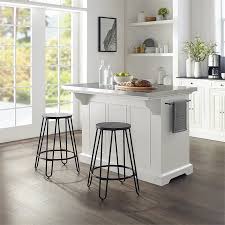 The kitchen island is a stainless steel kitchen island is contemporary and fresh and can be elegant or industrial in style. Crosley Julia Stainless Steel Top Kitchen Island With Hairpin Stools In White Kf30060wh Bk