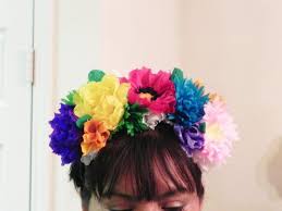 Mexican Crepe Paper Flower Headpiece Headband Cinco Etsy Paper Flowers Paper Flower Crown Crepe Paper