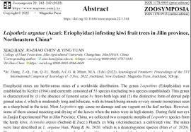 Leipothrix argutae (Acari: Eriophyidae) infesting kiwi fruit trees in Jilin  province, Northeastern China | Zoosymposia