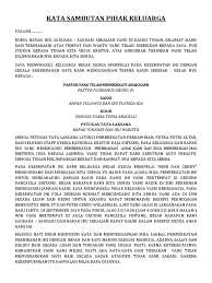 Pidato atau sambutan sebagai pembuka pesta perkawinan ini tentunya dapat membuat para hadirin lebih tenang dan konsentrasi menikmati acara. Kata Sambutan Pdf