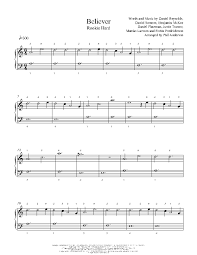 Find and print professionally arranged piano sheet music for beginner/level 1 through easy/level 5 piano. Believer By Imagine Dragons Piano Sheet Music Rookie Level