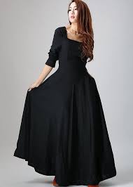 Long Sleeve Linen Maxi Dress With Pocket Black Dress Women Dress Fit And Flare Dress Formal Dress Spring Dress Party Dress 0793 In 2020 Womens Black Dress Linen Maxi Dress Black Linen Dress