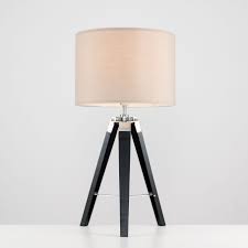 Clipper Black Wood And Chrome Table Lamp With Beige Shade Chrome Table Lamp Lamp Black Wood