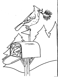 Mailbox with bow free coloring sheet. Coloring Page Christmas Mailbox And Bird Coloring Me