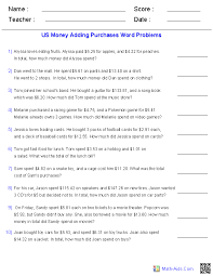 Math worksheet money word problems. Money Worksheets Money Worksheets From Around The World