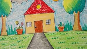 How To Draw An Easy Scenery For Little Kids Topic My Home Drawing For Kids Easy Drawings Scenery Drawing For Kids How to draw scenery of desert | sunset scenery drawing for beginners. drawing for kids easy drawings