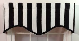 Black And White Striped Valance Curtains Black And White Striped Shaped Valance With Black Pleated French Pleated Ribbon Trim 49 99 Via Etsy Black And White Valance White Windows White Valance