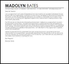 Surgical Tech Cover Letter Sample Cover Letter Templates Examples