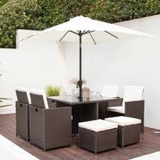 Garden furniture house have a wide range of rattan garden furniture available. 8 Seater Rattan Cube Outdoor Dining Set With Parasol Mixed Brown Wea Laura James