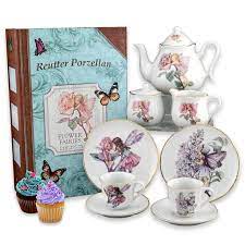 Flower Fairies Large Tea Set In Story Book Case The Teapot Shoppe Inc Childrens Tea Sets Miniature Tea Set Butterfly Tea Set
