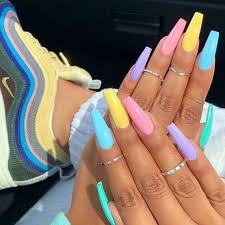 Pastel nail polish is like a hug in a bottle. Pastel Color Acrylic Nails Long Nails Acrylic Nails Cute Acrylic Nails