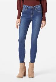 ultra stretch high waisted skinny jeans in blue dazzle get