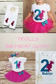 Adorable Trolls Birthday Outfit With Tutu And Headband That Can Be Customized For Child Age An Trolls Birthday 2nd Birthday Party For Girl Birthday Girl Outfit