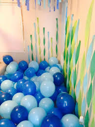 Themed Birthday Party Ideas For 2 Year Old Boy 2 Year Old Under The Sea Shark Theme Birthday Party Multiple Colors Of Blue Balloons Blown Shark Theme Birthday Boy Birthday Parties Birthday Party Themes