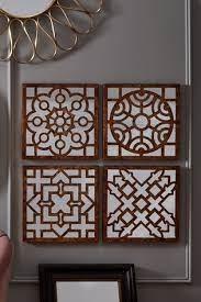 The piece looks great hanging in multiples. Buy Set Of 4 Square Antique Gold Metal Mirrored Wall Art By Pacific From The Fitforhealth Online Shop
