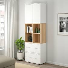 Eket Storage Combination With Feet White White Stained Oak Effect Length 27 Ikea In 2020 Eket Ikea Eket Ikea
