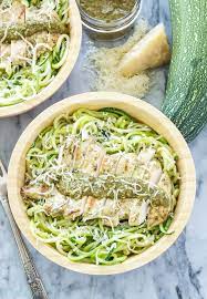 Pesto Chicken With Zucchini Noodles Pest Chicken On Top Of Zucchini Noodles Is A Healthy And Delicious Alternative To Pesto Chicken Recipes Nutritious Meals