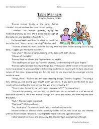 In this language arts worksheet, your child will read the poem aloud and then answer a series of reading comprehension questions about key details, overall meaning, and mechanics of the poem. Table Manners Reading Comprehension Worksheet Have Fun Teaching
