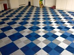 White Blue Vented Grid Loc Rubber Garage Floor Tiles Garage Floor Tiles Garage Flooring Options Garage Floor