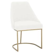 37 h x 18 w x 16 d. Patricia Modern Brushed Gold Peyton White Performance Dining Side Chair Set Of 2 Kathy Kuo Home
