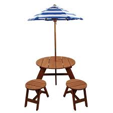 Brotherton Kids 4 Piece Wood Round Table And Chair Set With Umbrella In 2020 Round Table And Chairs Patio Table Set Kids Table Chair Set