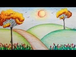 How To Draw Easy Scenery Step By Step For Kids Spring Season Landscape Youtube Landscape Drawing For Kids Landscape Drawing Easy Drawing Scenery