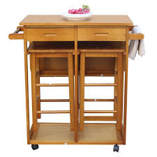 Waterfall islands are used widely because of their practicality, but also give a simplistic and chic vibe to the kitchen. Folding Kitchen Island Trolley Cart Rolling Kitchen Island Cart With 2 Stools Storage Drawers Portable Breakfast Bar Drop Leaf Dining Table Set For Dining Room Bistro Hotel Patio Brown W4253 Walmart Com