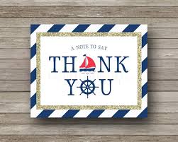 Nautical Thank You Cards Navy Red Gold Sailboat Nautical Etsy Thank You Cards Birthday Thank You Cards Nautical Baby Shower