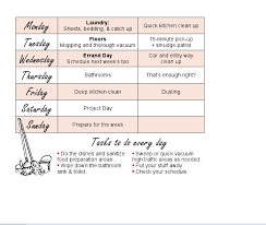 Weekly Chore Schedule Home Ec 101