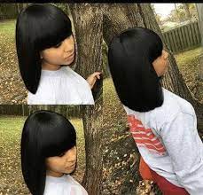 Unprocessed Virgin Brazilian Straight Glueless Full Lace Human Hair Wig With Bangs Kareemah Hair Boutique Natural Hair Styles Wig Hairstyles Weave Hairstyles