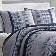 Herring ivory microfiber twin performance quilted coverlet set. Nautica Adelson 1 Piece Navy Blue Striped And Plaid Cotton Twin Quilt 210468 The Home Depot