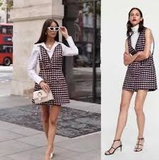 Ad Ebay Zara Red Black Gold Tweed Pinafore Dress S 8 10 Bloggers Fav Tweed Boucle Small Pinafore Dress Womens Fashion Inspiration Tweed Outfit