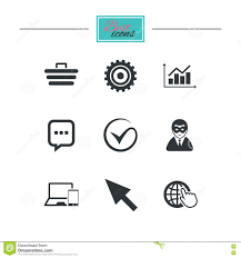 Internet Seo Icons Tick Shopping Signs Stock Vector