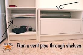 This will help to avoid moisture from sitting in the pipe or draining back to the dryer. Laundry Room Phase 2 How To Run A Vent Pipe Through A Shelf House Of Hepworths